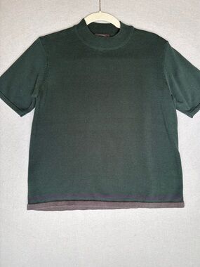 True Vintage Forest Green Ribbed Mock Neck Knit Acrylic Requirements Top Sz M